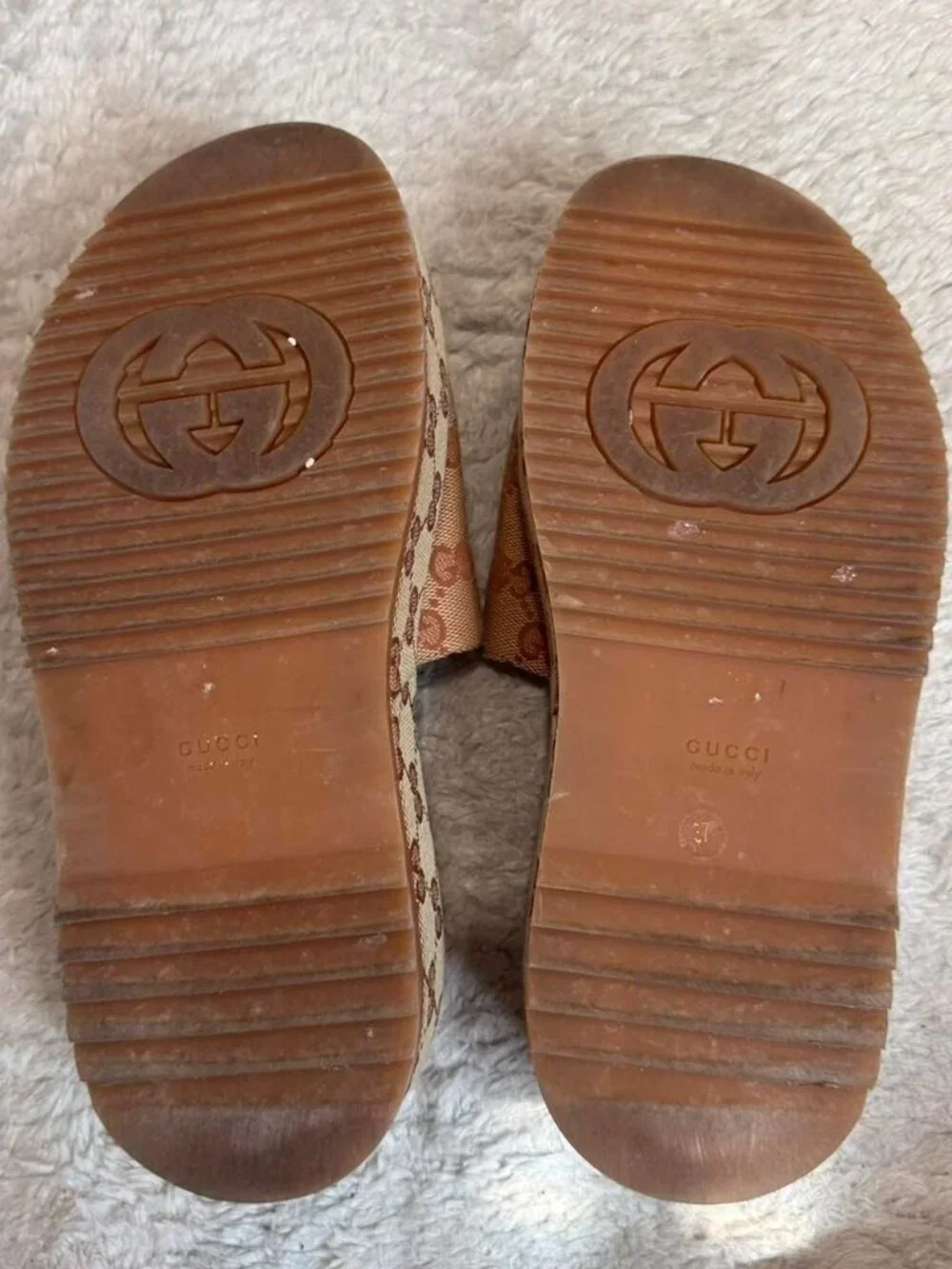 Gucci canvas GG Monogram Angelina Platform Slide Sandals